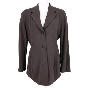 Laurel Escada Jacket Womens 8 US Brown Wool Blend Blazer Shoulder Pads Vintage
